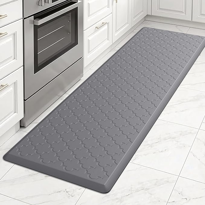 Kitchen Mat Cushioned Anti Fatigue for Floor, Non-Slip Waterproof Comfort Rug for Kitchen Sink, Standing Desk & Laundry, 17.3"x60", Grey