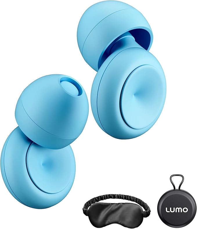 Lumo Ear Plugs for Noise Reduction - 28dB (SNR) Reusable Silicone Ear Plugs for Sleeping with Silk Sleep Mask - Work & Concert Hearing Protection - Customizable & Comfortable Noise Reducing Earplugs