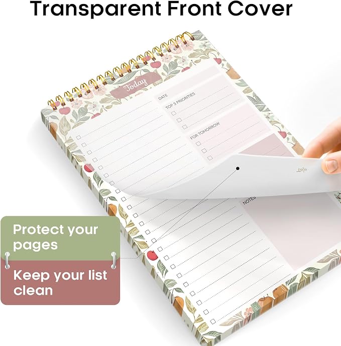 Taja To Do List Notepad - To Do List Notebook for Work with 52 Sheets, 9.8" x 6.5", Undated Daily Planner Perfect for Daily Tasks and Goal Setting, Notepad Suitable for Office, Home & School - Cherry Orchard