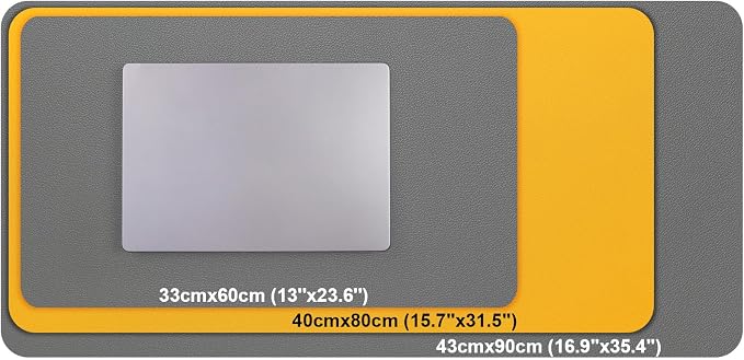 Dual Sided Desk Pad Faux Leather Desk Mat Large Mouse Pad | Desk Pad Protector Non-Slip Waterproof Desk Mouse Pad for Writing Desk, Office, Home(Yellow Gray 35.4"X17")