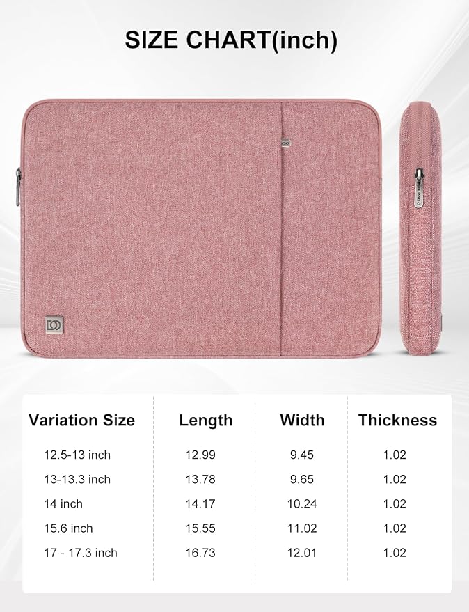 DOMISO 17 inch Laptop Sleeve Case Notebook Bag Protective Carrying Handbag for 17.3" Notebook/Dell Inspiron/MSI GS73VR Stealth Pro/IdeaPad 300 320 321/HP Envy/LG Gram 17"/ASUS ROG Strix GL702VS,Pink
