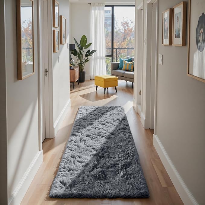 yongyangjuxin Soft Runner Rugs for Bedroom, Grey 2x8 Runners for Hallways Fluffy Rug Area Rug, Bedside Rug for Living Room Bedroom Room Home Decor