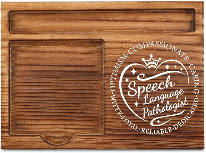 THRXOBN Desk Organizer for Speech Language Pathologists & Healthcare Professionals - Natural Wood with Slots for Notes, Pens, and Small Office Supplies – Stylish & Practical Workspace Solution,WSH12