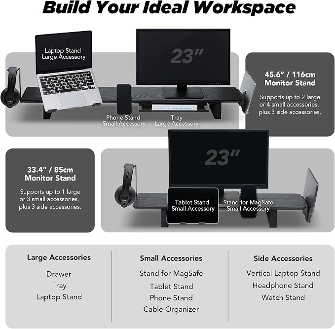 Moodular Vertical Laptop Tray Add-On for Rails, Do Not Use Alone | Accessory Only, Clamshell Mode, Fits Laptops & Tablets Under 0.7", Saves Desk Space, Felt-Lined, Steel, Black, MSA-VLT