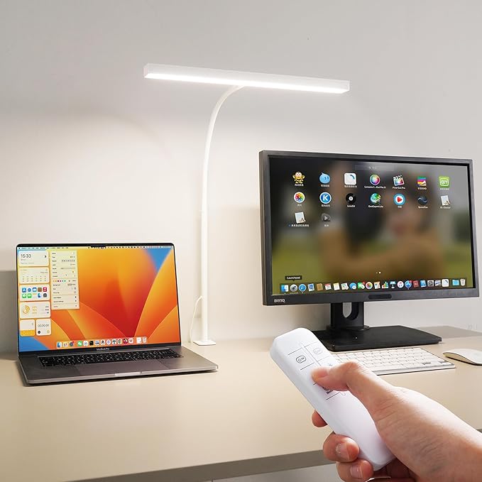 LED Desk Lamp for Office Home, Adjustable Flexible Eye-Caring Desk Light with,5 Modes 10 Brightness Adjustment, USB Adapter Desk Lamp with Clamp-T-W