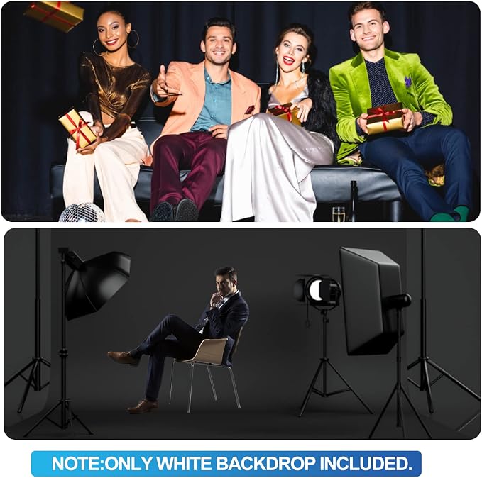 HEMMOTOP Black Backdrop Background, 10x12 ft Black Backdrop Screen for Photography, Seamless White Photography Backdrop Background for Photo Video Studio (Backdrop only)