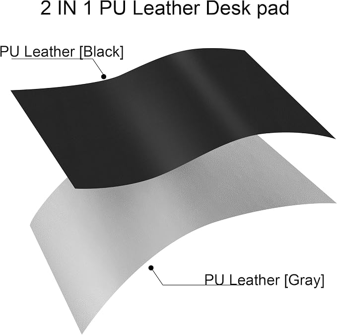Chihein 71" x 35" 4XL PU Leather Desk Mat (Black/Gray), Huge Mouse Pad, Dual Sided Desk Pad Protector, Waterproof Writing Blotter for Gaming/Office/Home