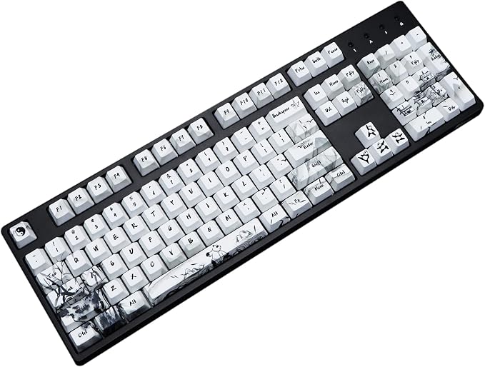 MOLGRIA Keycaps 110 Set Ink Panda for Full Sized Keyboard, Custom PBT OEM Profile Key Caps with Keycap Puller for Cherry MX Khail Switches 60 Percent Gaming Keyboard