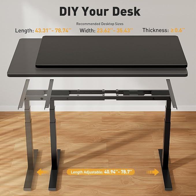 3 Stage Dual Motor Electric Pro Standing Desk Legs Only, 308lb Load Capacity, Height Adjustable from 23.6" to 49.3", Standing Desk Frame, Sit Stand Desk Base with 4 Memory Presets (White)