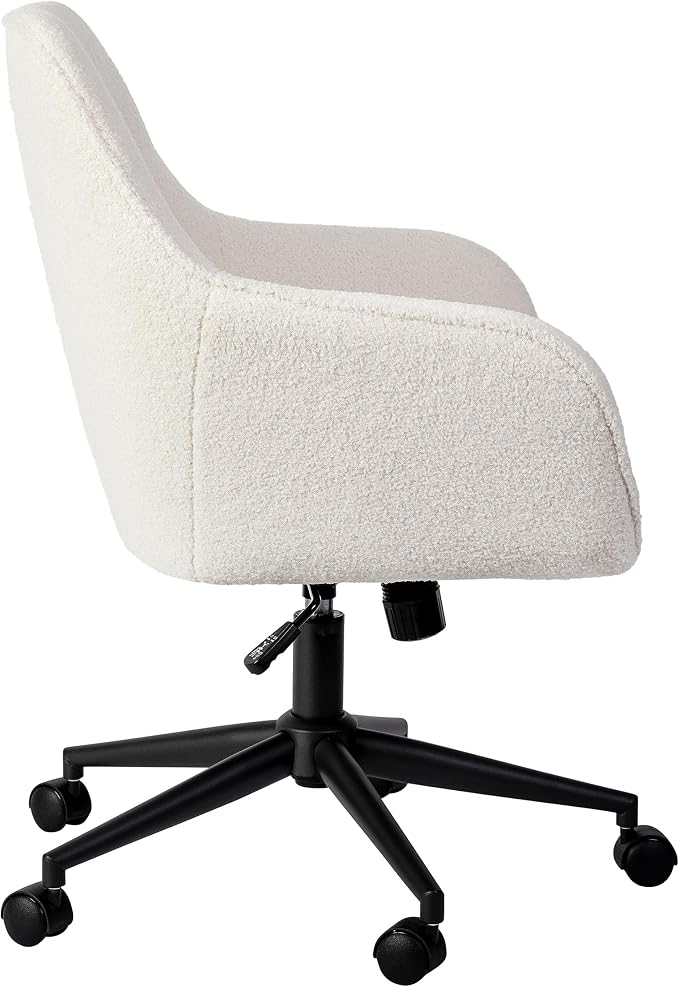 Martha Stewart Rayna Upholstered Office Chair, White | Oil Rubbed Bronze Frame