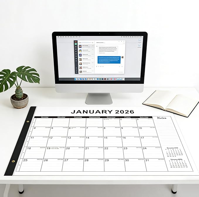 2026 Desk Calendar Large 22x17 – Desk Top Calendar 2026 with plastic cover