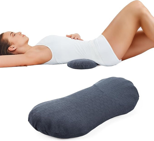 COMFYTHERA Lumbar Support Pillow for Sleeping Memory Foam Lumbar Support Cushion for Lower Back Pain Relief, Back Support Bed Pillow Waist Support (Dark Grey, Small)