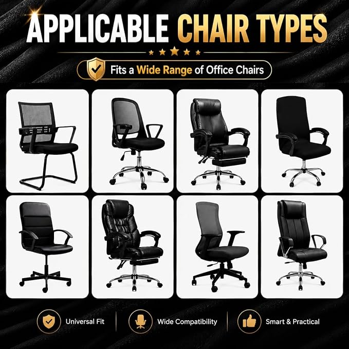 DIVA EN CAMINO DEC Water Resistant Office Chair Cover with Zipper, Stretch Slipcover for High Back Chair, Black