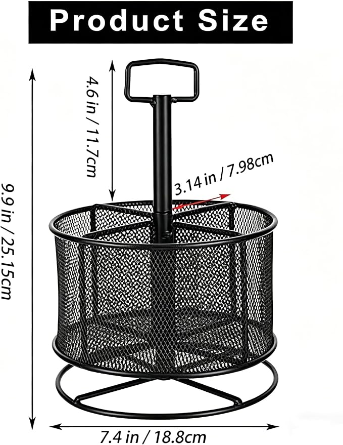 Marbrasse Mesh Desk Organizer, 360-Degree Rotating Multi-Functional Pen Holder, 4 Compartments Desktop Stationary Organizer, Home Office Art Supply Storage Box Caddy (Black)