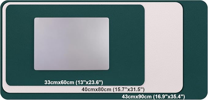 Dual Sided Desk Pad Faux Leather Desk Mat Large Mouse Pad | Desk Pad Protector Non-Slip Waterproof Desk Mouse Pad for Writing Desk, Office, Home(Green White 35.4"X17")