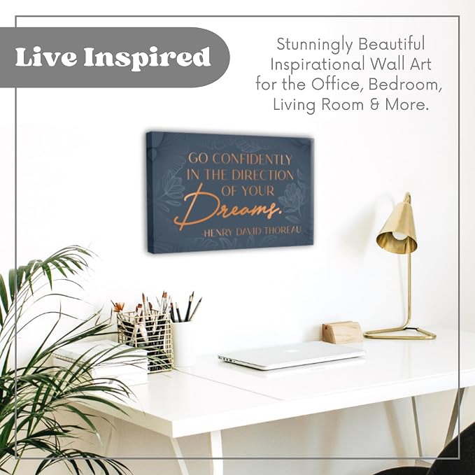 HoneyKICK Motivational Canvas Wall Art for Women - Framed Inspirational Office Decor for Women - Living Room Wall Decor, Office Wall Art, Bedroom Decor - Motivational Wall Decor