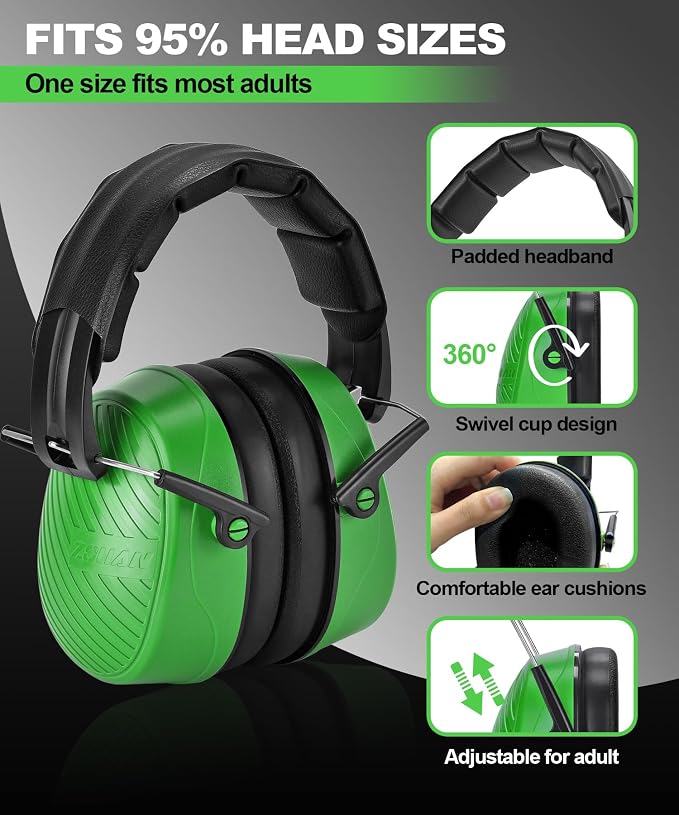 ZOHAN 019 Noise Cancelling Headphones for Adult - NRR 28dB Hearing Protection for Working, Shooting, Mowing, Autism