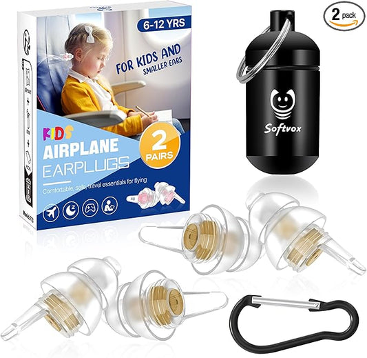 Kids Earplugs, Ear Pressure Relief & Prevent Ear-Pain for Adults Children 6+ with Small Ear-canals, Reusable Noise Sensitivity Ear Plugs for Home, School, Playtime & Beyond, 25 dB
