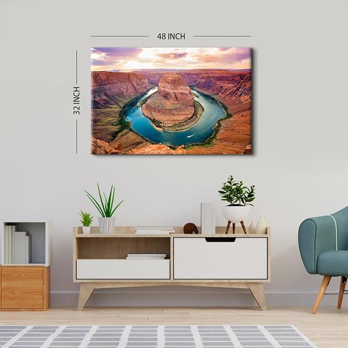 Large Nature Canyon Wall Art for Bedroom Wall Decor National Park Landscape Pictures Canvas Prints Sunrise Moment at Colorado River Paintings Living Room Decoration Rock Mountain Poster Artwork 32X48"
