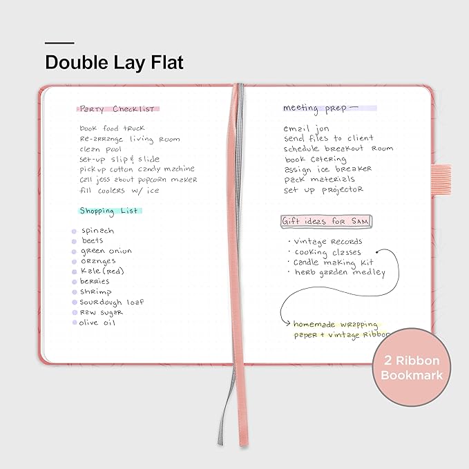 &And Per Se Dotted Journal Notebook, A5 Hardcover Aesthetic Dotted Notebook – 160 Pages 100gsm Thick Dot Grid Paper, 3 Sticker Sheets – Gift-Ready Journaling Kit for Women (Peach Pink)