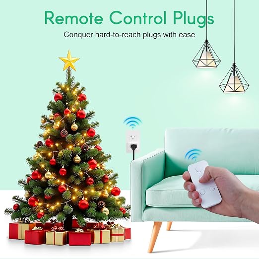 NineLeaf Programmable Remote Timer Switch & Wireless Outlet Plug, 500ft Range Plug in Light Switch, 15A/1500W Wall Mounted On/Off, No Wiring Needed for Fans, Christmas Lights, 1Remote 2Outlets