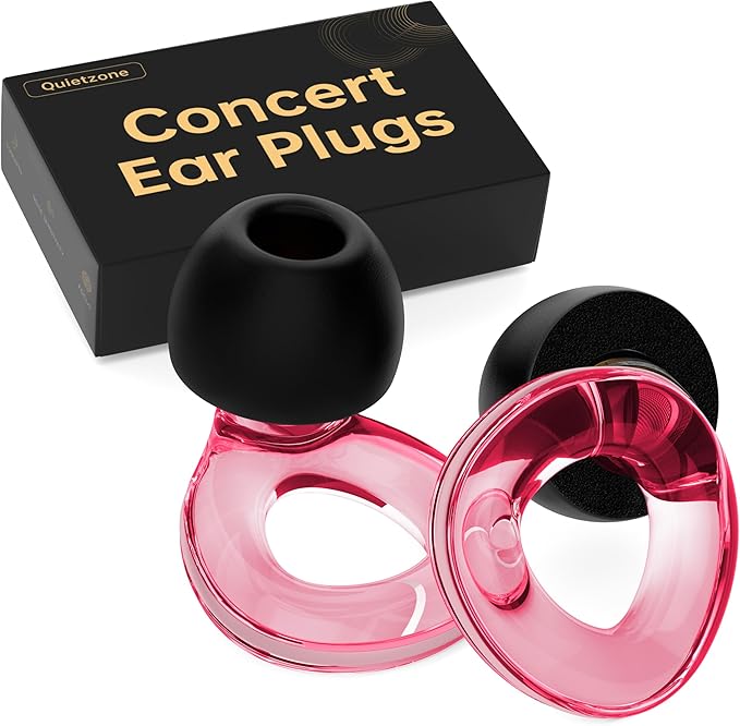 High Fidelity Concert Ear Plugs - 21dB Noise Reduction Music Earplugs for Musicians, Festivals & DJs - Reusable Silicone Hearing Protection with Portable Travel Case, Pink