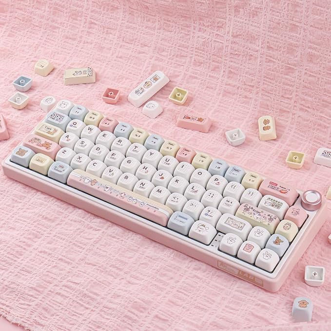 Sunzit MOA Profile Keycaps-Line Dog,PBT Keycap Set, Dye-Sublimation Custom Key caps Keyboard Keycaps 60 65 75 100 Percent for MX Switches Mechanical Keyboard