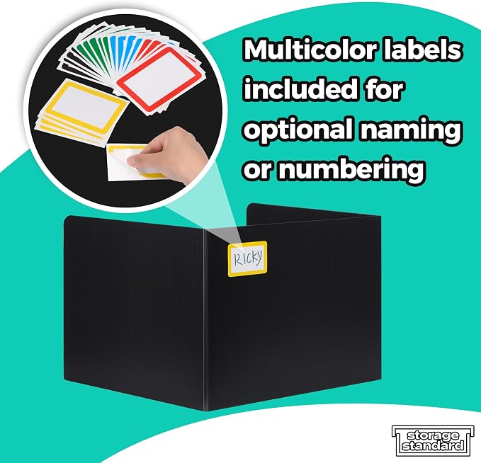 22-Pack Desk Dividers for Students - Durable & Waterproof Plastic Study Carrel Divider, Classroom Folders Teacher Supplies, Easy-to-Clean Plastic Privacy Shield Folder Boards for Student Desks, Black