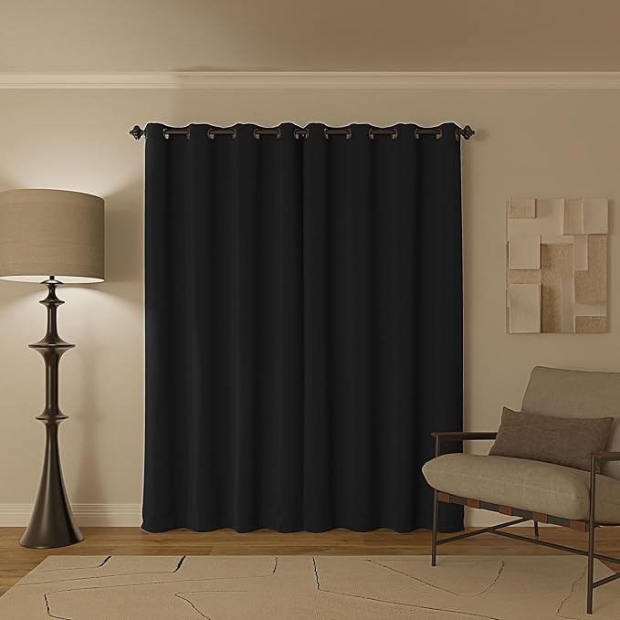 Sun Zero Nordic 2-Pack Theater Grade Noise Reducing Extreme 100% Blackout Grommet Curtain Panel Pair, 52" x 63, Coal Gray