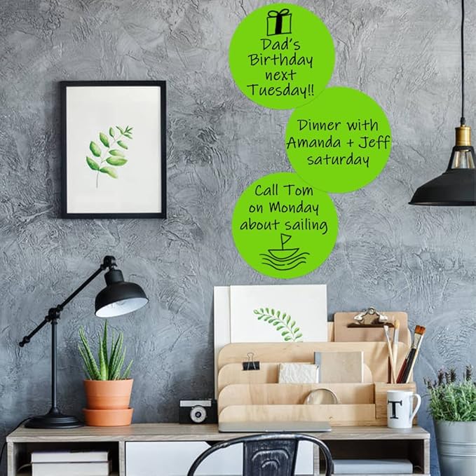 Dry Erase Circle Dots, 12 Pack Whiteboard Table Stickers Removable Wall Decals Spots for Home School Classroom Desks Teachers, Green