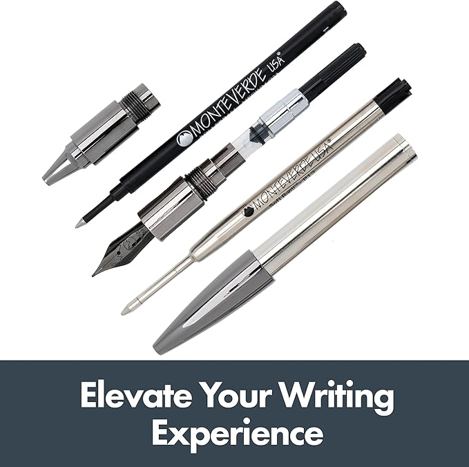 Monteverde Ritma 3+2 Piece Gift Set, Green - Includes Broad Nib Fountain Pen, Rollerball, Ballpoint, 30ml Ink & Refill - Premium Writing Set for Collectors & Professionals