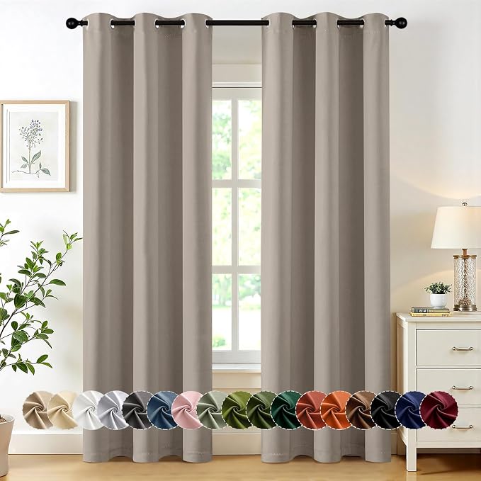 MIULEE Blackout Curtains for Bedroom Living Room 2 Panels, Thermal Insulated Room Darkening Drapes Grommet Noise Reducing Light Blocking Window Treatments 72 Inches Long 40x72 Inch Stone