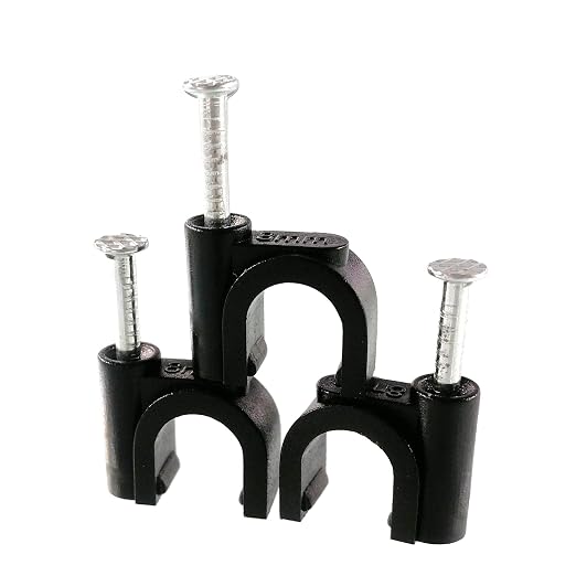 100 Pack Nail in Cable Clips Ethernet Cable Nails Tacks Clips 8mm for Electrical, Ethernet, Dish Wire, Coax Cable, RG6, RG59, CAT6, RJ45 Cable