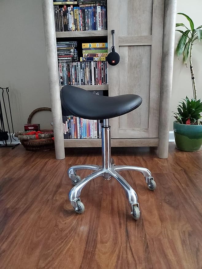Professional Saddle Stool with Wheels Ergonomic Swivel Rolling Height Adjustable for Clinic Dentist Beauty Salon Tattoo Home Office (Green)