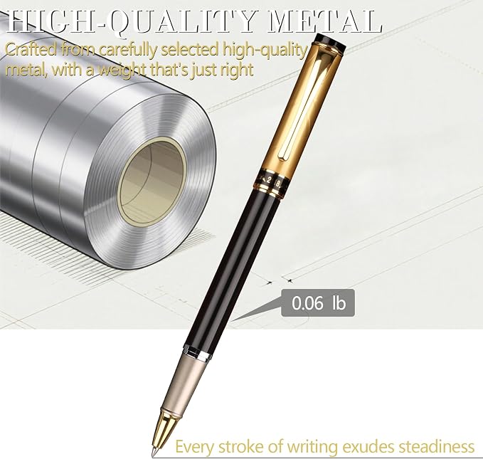 Luxury Gel Ballpoint Pens,Personalized Black Ink Pen Set with 2 Pcs Extras Replaceable Metal Refills, Ultra-Smooth Writing Experience, Perfect for Gifts,Business,Office