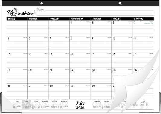 2026-2027 Desk Calendar - 18 Monthly Desk Calendar 2026-2027, Jul 2026 - Dec 2027, 17" x 12", Desk/Wall Calendar 2-in-1 with Notes, Corner Protector, Ruled Blocks - Standard