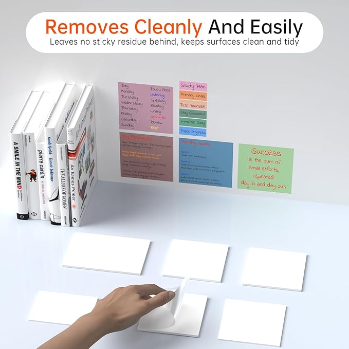 Transparent Sticky Notes with Index Tabs + Marker Pen, MEIGAONE Waterproof PET Clear Sticky Note Sets, Strong Adhesion, 8 Pack Translucent Sticky Note for Study, Book,Office,School Supplies