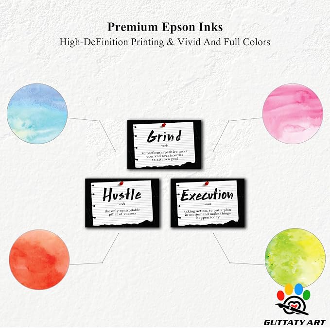 Office Wall Art - 3 Panel Motivational Wall Art, Inspirational Quotes Canvas Art for Home Office Wall Decor, Positive Quotes Wall Decor, Entrepreneur Grind Hustle Execution Poster Frame (12”x18”x3Pcs)