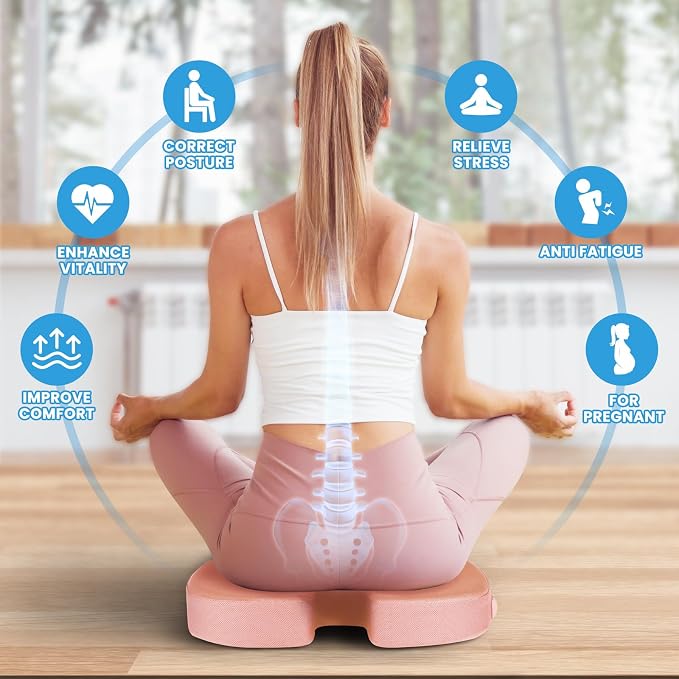TushGuard Memory Foam Seat Cushion for Office Chair, Car Seat, Pink, XL | Office Chair Cushion for Car, Airplane - Chair Pad for Long Sitting Sciatica, Hip, Coccyx,Tailbone Pain Relief, Butt Pillow