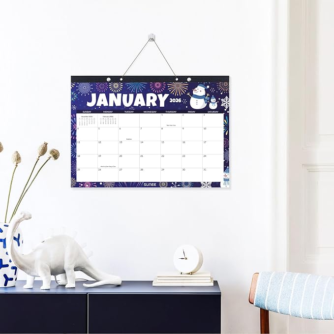 SUNEE Desk Calendar 2026, 18 Months from Oct. 2025 to Mar. 2027, 17"x12" Academic 2026 Desk Calendar for Home, School, or Office Desk Top Organizing, Seasons Color Monthy Calendar 2026