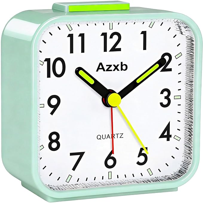 Alarm Clock, Travel Clock Loud Alarm,Luminous,Night Light,Snooze | Analog Alarm Clock Silent No Ticking Battery Operated, Quiet Small Desk Clock for Bedrooms Deep Sleeper Adults Kids, Easy Set