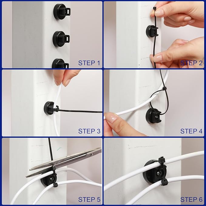 Yookeer 24 Pieces Magnet Zip Tie Mount 22 mm Heavy-duty Magnetic Zip Tie Mounts 22LBS Strong Multipurpose Wire Cable Holder Mount for Home Office Wire Management Marine Electrical Wiring