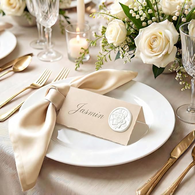 UNIQOOO Wax Seal Stickers - 3D Vintage Floral Wedding Invitation Envelope Botanical Seal Stickers, 50 Pcs Self- Adhesive White Flower Stickers, Perfect for Invitation, Gift Wrapping, Party