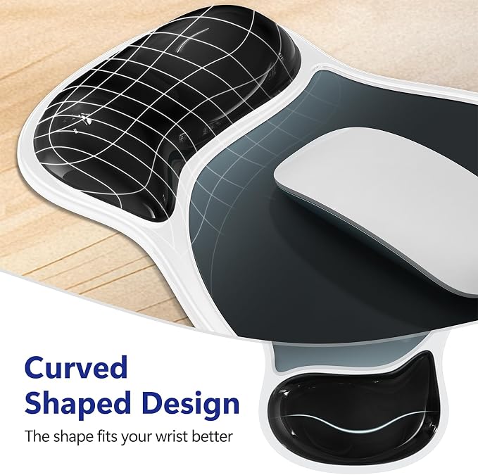 AKIT Ergonomic Gel Mouse Pad & Keyboard Wrist Rest Set, Non-Slip, Black | Gel Wrist Support for Typing Comfort Non-slip Base Fits Standard Keyboards and Mice Reduces Fatigue During Long Work Sessions