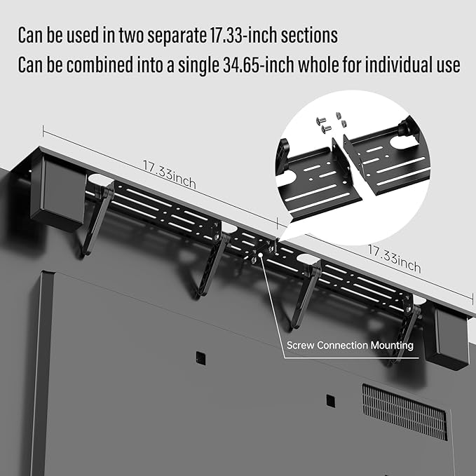 Adjustable Steel TV Top Shelf, Floating TV Stand, Universal Monitor Shelf for Soundbar, Game Console, Cable Box, Router Shelves (34.65 x 4.33 inch)