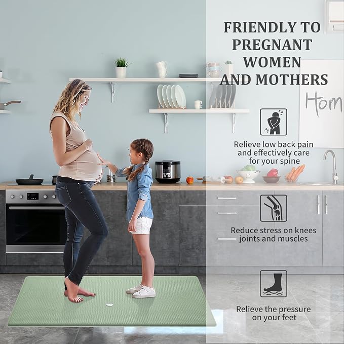 Kitchen Mats and Rugs Set of 2 - Cushioned Anti-Fatigue Kitchen Rug for Floor Washable 17"x29" +17"x59", Light Green