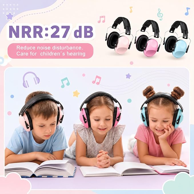Amylove 12 Pcs Kids Ear Protection Noise Cancelling Headphones Ear Muffs Bulk 27db Adult Noise Reduction Hearing Earmuff (Universal Fit (kids & Adults),Sweet Style)