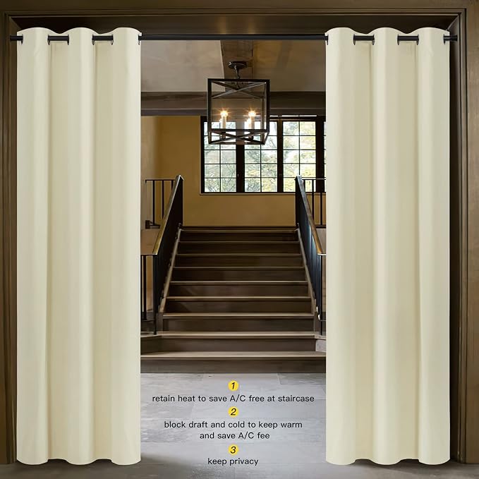 NICETOWN Beige Room Darkening Curtain and Drape Energy Efficient Warmth Solid Grommet Curtain for Office & Classroom (Beige, Sold Individually, 42 inches Wide by 84 inches Long)
