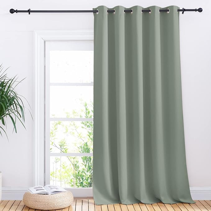 NICETOWN Window Blackout Curtain Panel for Living Room, Sage Green, 1 Panel, 70 x 95 inch, Thermal Insulated Blackout Drape/Drapery for Loft, Guestroom