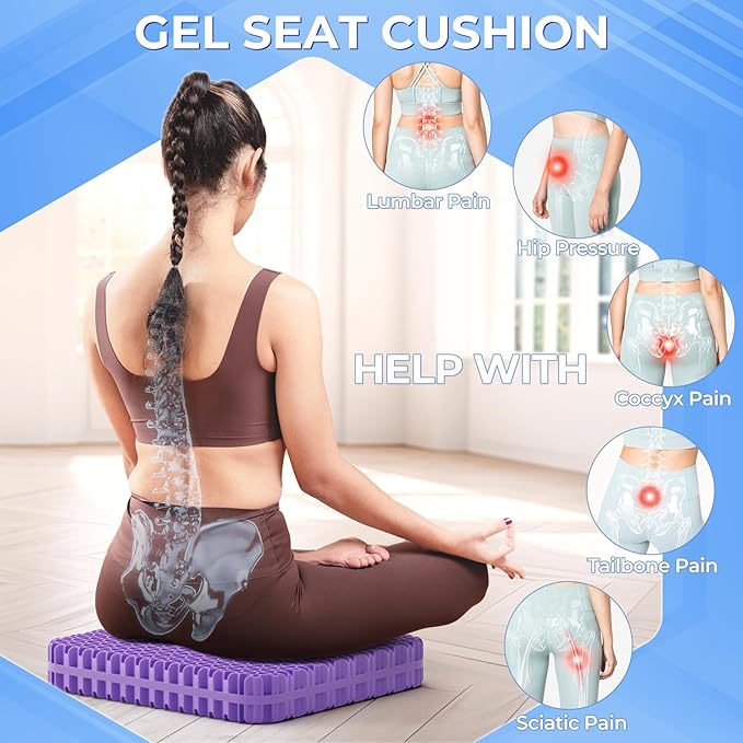 TushGuard Gel Seat Cushion for Long Sitting, Enlarged & Thickened Patent Design, Breathable Cooling for Office Chair, Soft Car Seat Cushion for Wheelchair (2.2" Thick, Black)